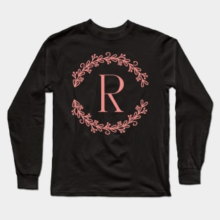 Pink Monogram Letter R Long Sleeve T-Shirt